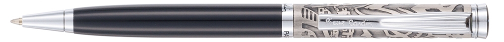 Ручка шариковая Pierre Cardin GAMME. Цвет - черный  и серебристый. Упаковка Е или E-1, серебристый, латунь, нержавеющая сталь