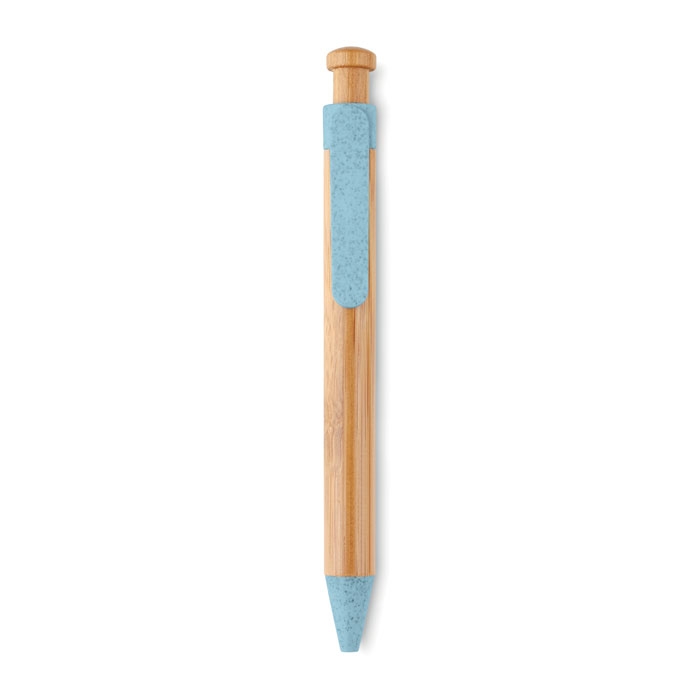 Ручка шариковая из бамбука, синий, бамбук