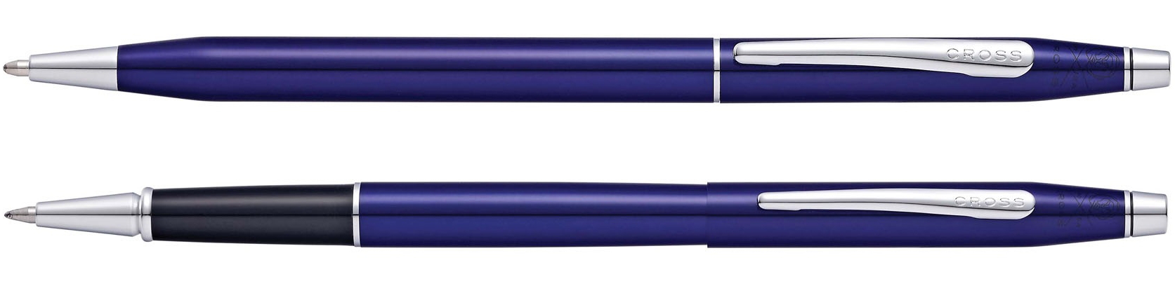 Набор Cross Classic Century Translucent Blue Lacquer: шариковая ручка и ручка-роллер, цвет - синий, синий, латунь