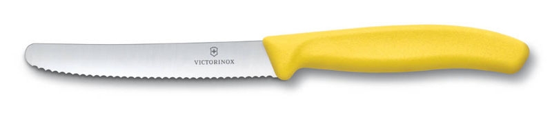Нож столовый VICTORINOX SwissClassic, лезвие 11 см с волнистой кромкой, жёлтый, желтый, полипропилен
