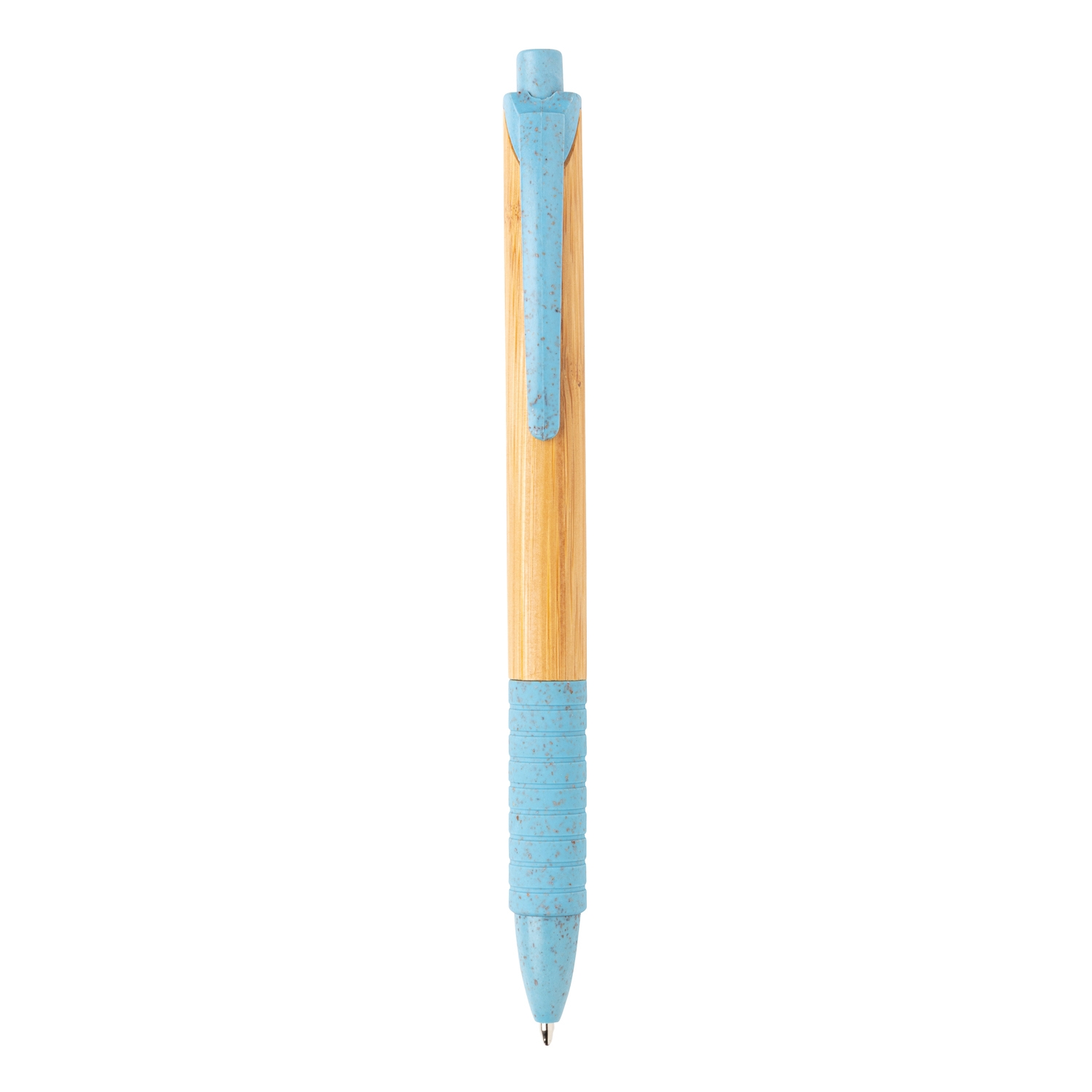 Ручка из бамбука и пшеничной соломы, голубой, бамбук; волокно пшеничной соломы