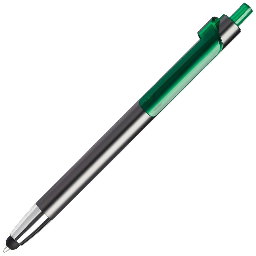 PIANO TOUCH, ручка шариковая со стилусом для сенсорных экранов, графит/зеленый, металл/пластик, графит, зеленый, металл, пластик