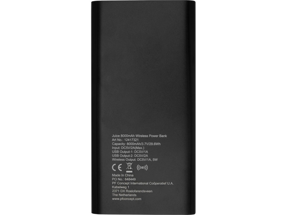 Внешний беспроводной аккумулятор «Juice», 8000 mAh, черный, пластик