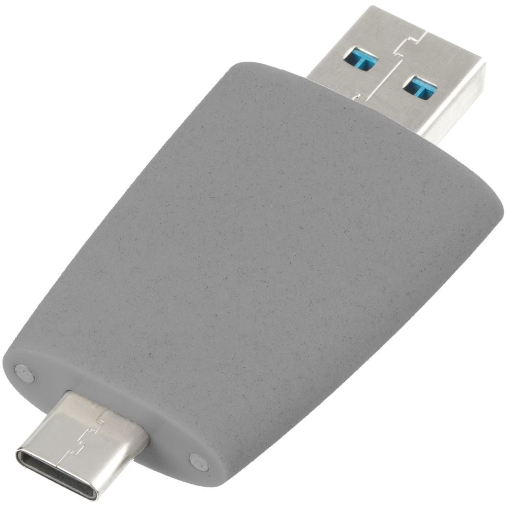 Флешка Pebble Type-C, USB 3.0, серая, 16 Гб, серый, пластик, покрытие, имитирующее камень