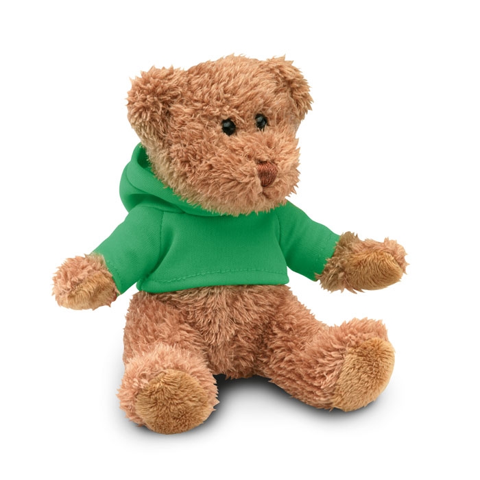 Медведь плюшевый в футболке, зеленый, бархат