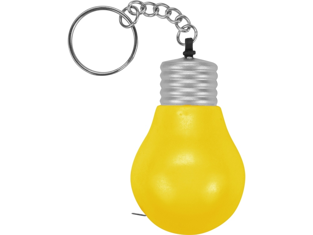 Брелок-рулетка для ключей «Лампочка», 1м, желтый, серебристый, пластик, металл