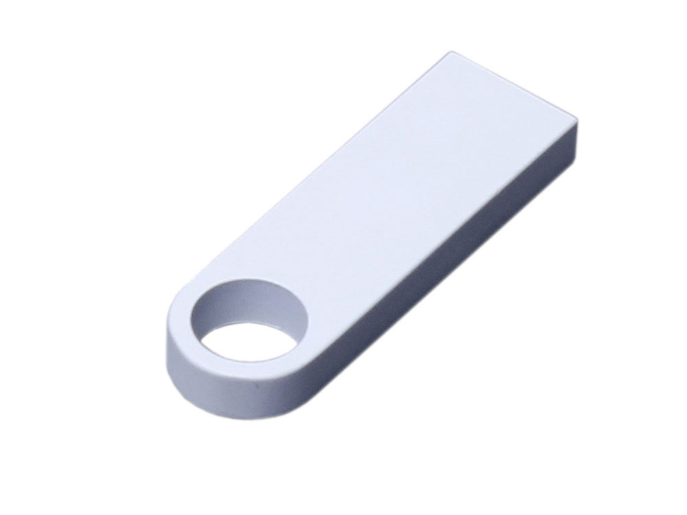 USB 2.0-флешка на 4 Гб с мини чипом и круглым отверстием, белый, металл