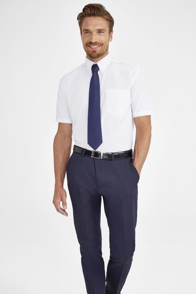 Рубашка мужская с коротким рукавом Brisbane, черная, черный, хлопок 70%; полиэстер 30%, плотность 130 г/м²