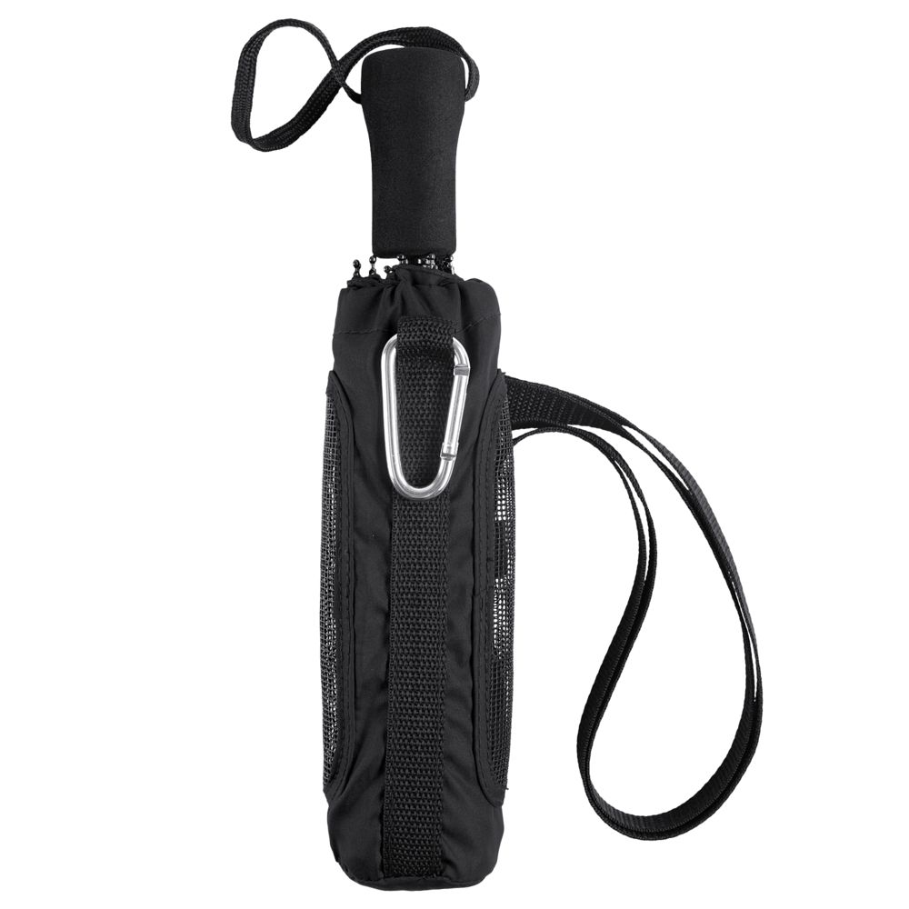 Складной зонт Hogg Trek, черный, черный, купол - эпонж, 190t; ручка - эва; спицы - стеклопластик