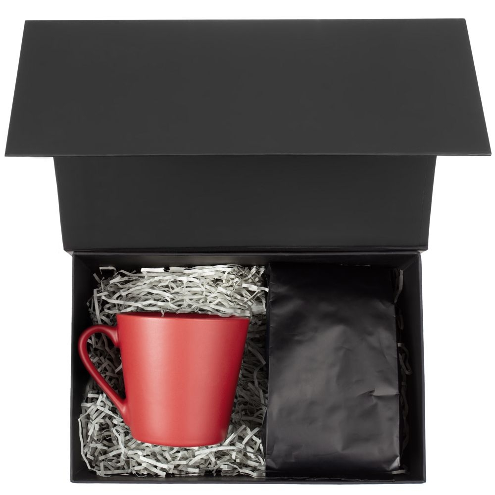 Набор Silenzio, красный, красный, кружка - фаянс; кофе - алюминиевая фольга, полиэтилен; коробка - переплетный картон