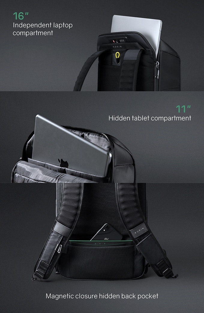 Рюкзак FlipPack 47х30х17 см, темно-зеленый/черный, черный, полиэстер