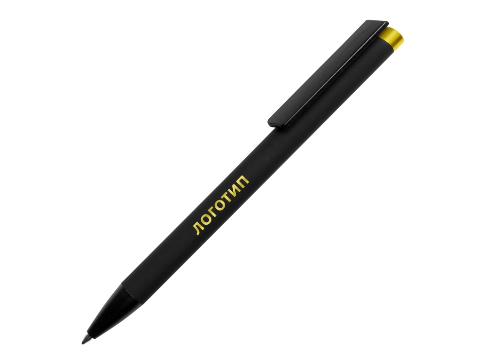 Ручка металлическая шариковая «Taper Metal» soft-touch, черный, желтый