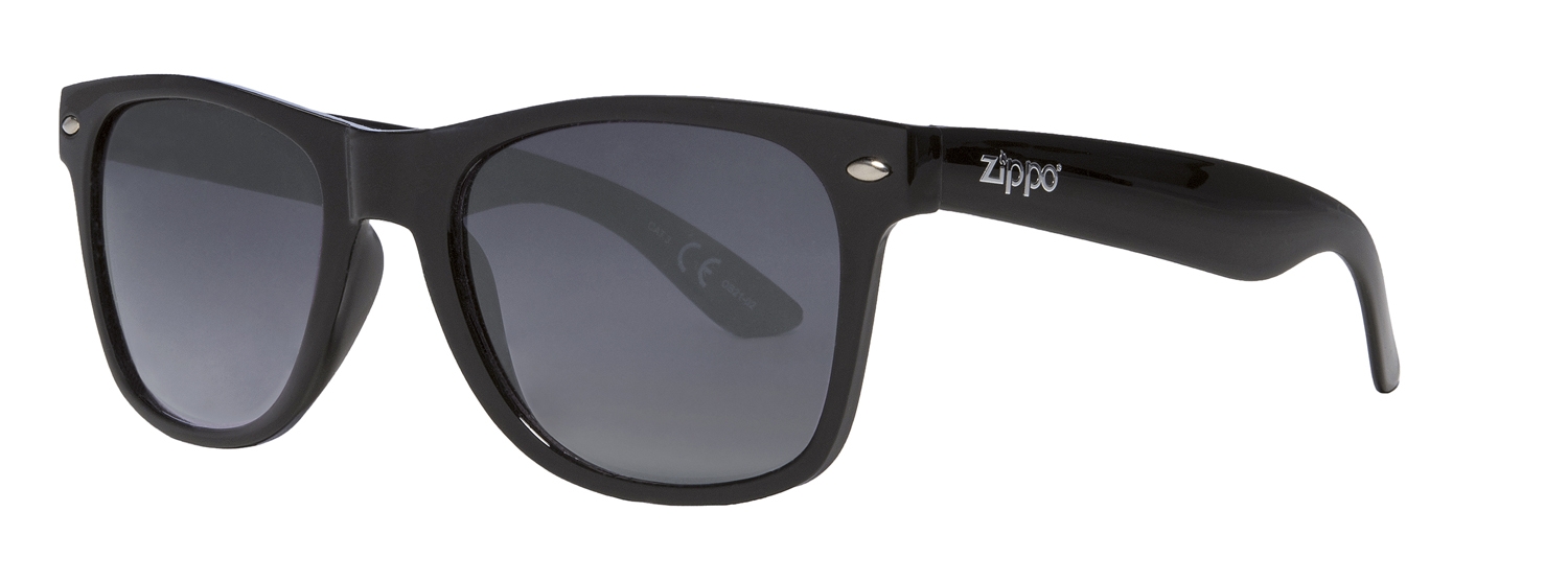 Очки солнцезащитные ZIPPO, чёрные, оправа и дужки из поликарбоната, поляризационные линзы TAC, пластик