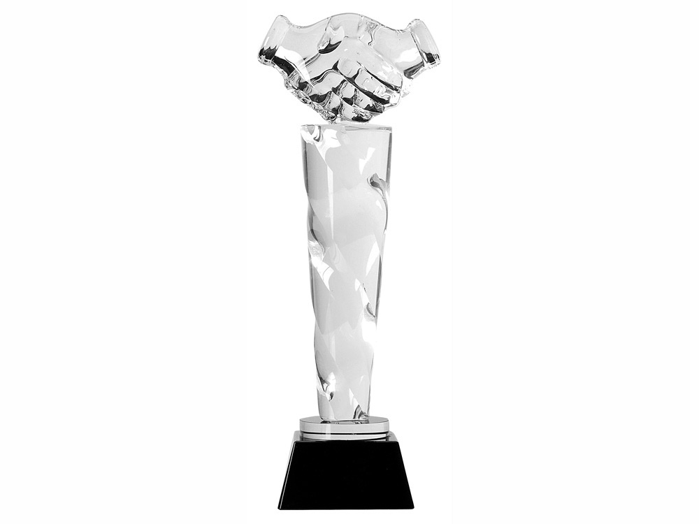 Награда «Рукопожатие», черный, прозрачный, стекло