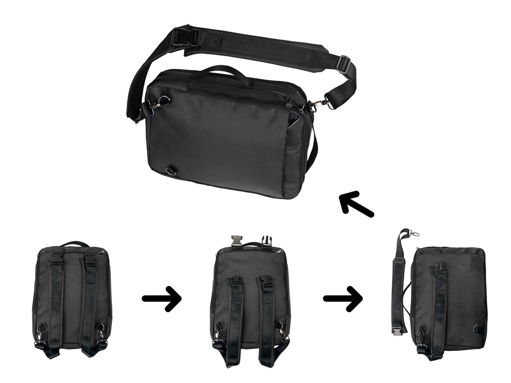 Рюкзак-трансформер «Duty», черный, полиэстер, пластик