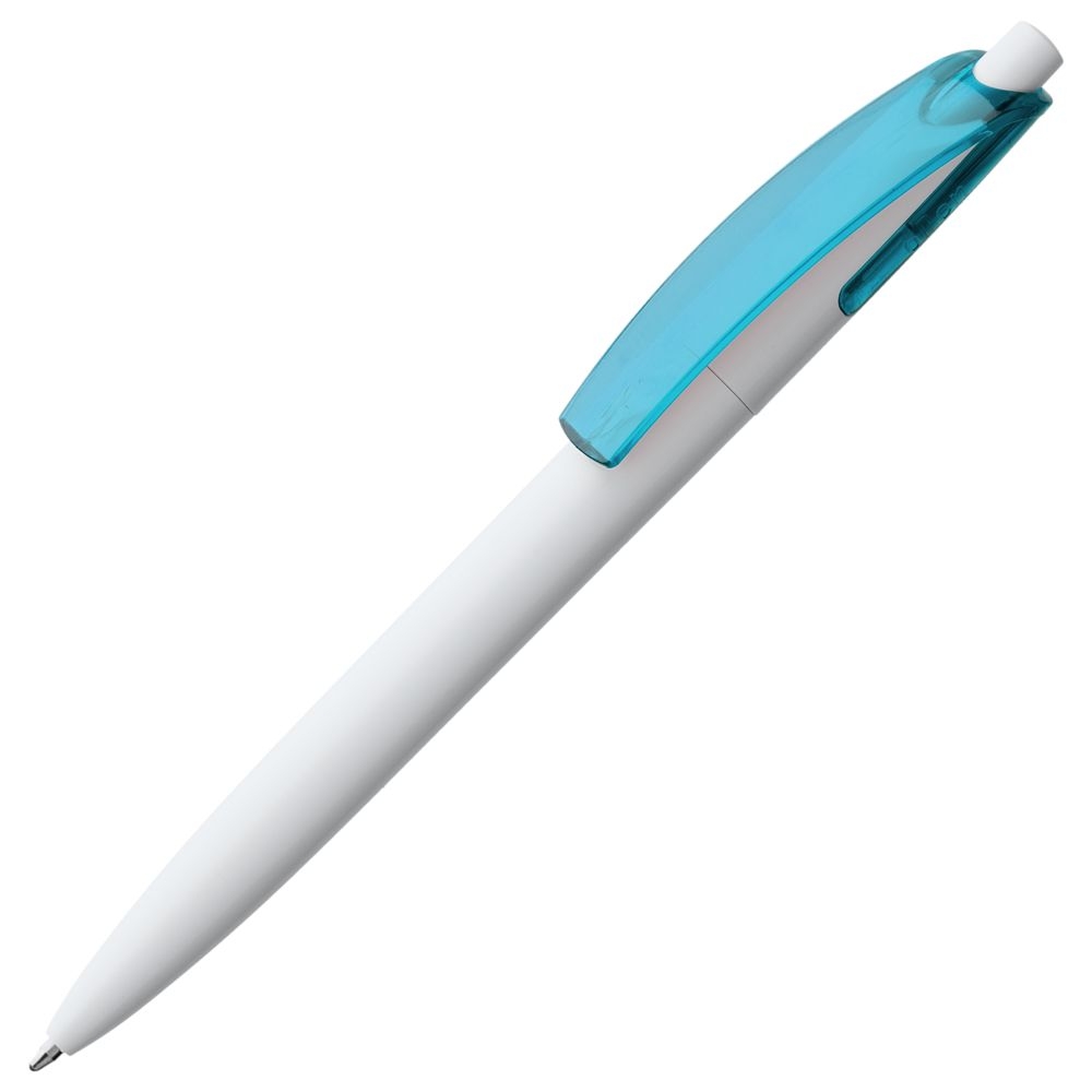 Ручка шариковая Bento, белая с голубым, белый, голубой, пластик