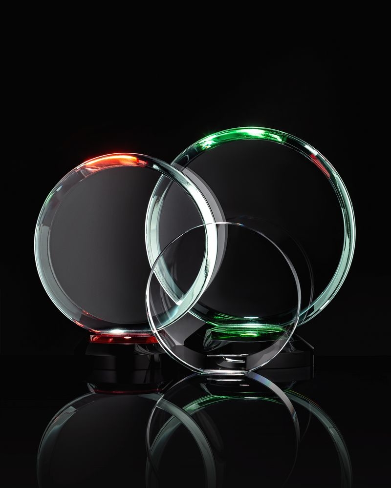 Награда Neon Emerald, в подарочной коробке, к9, стела, основание - стекло