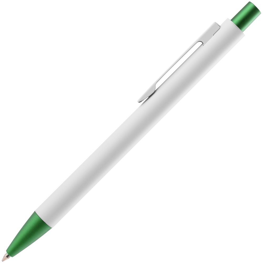 Ручка шариковая Chromatic White, белая с зеленым, зеленый, белый, металл