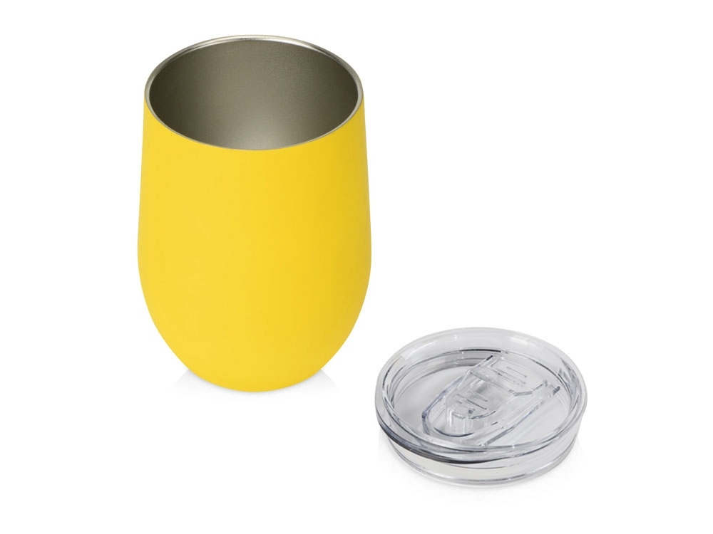 Вакуумная термокружка «Sense Gum», непротекаемая крышка, soft-touch, желтый, металл, soft touch