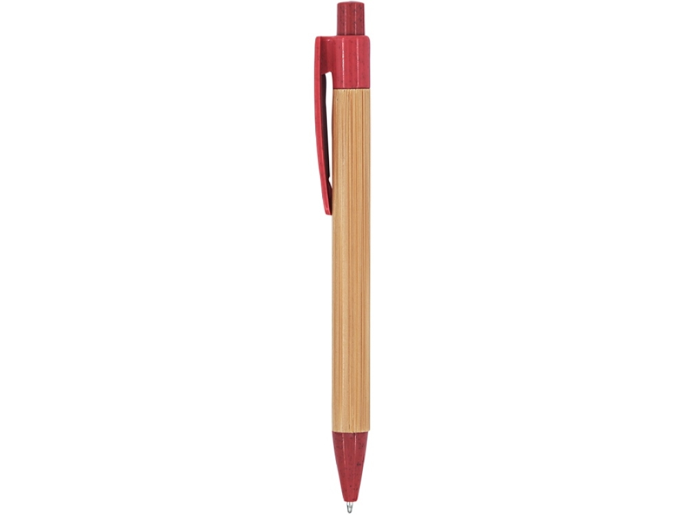 Ручка шариковая бамбуковая STOA, красный, бежевый, пластик, растительные волокна