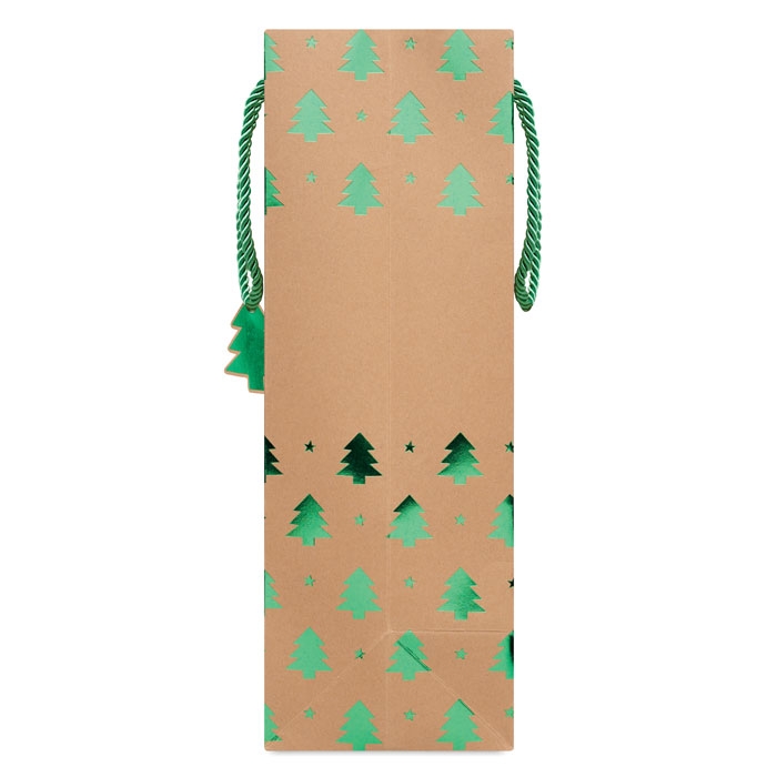 Пакет подарочный, зеленый-зеленый, бумага
