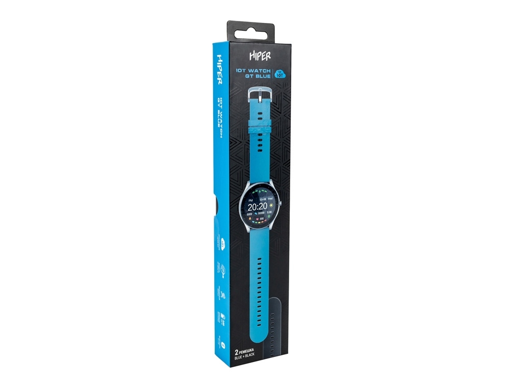 Умные часы «IoT Watch GT», 2 ремешка в комплекте, черный, голубой
