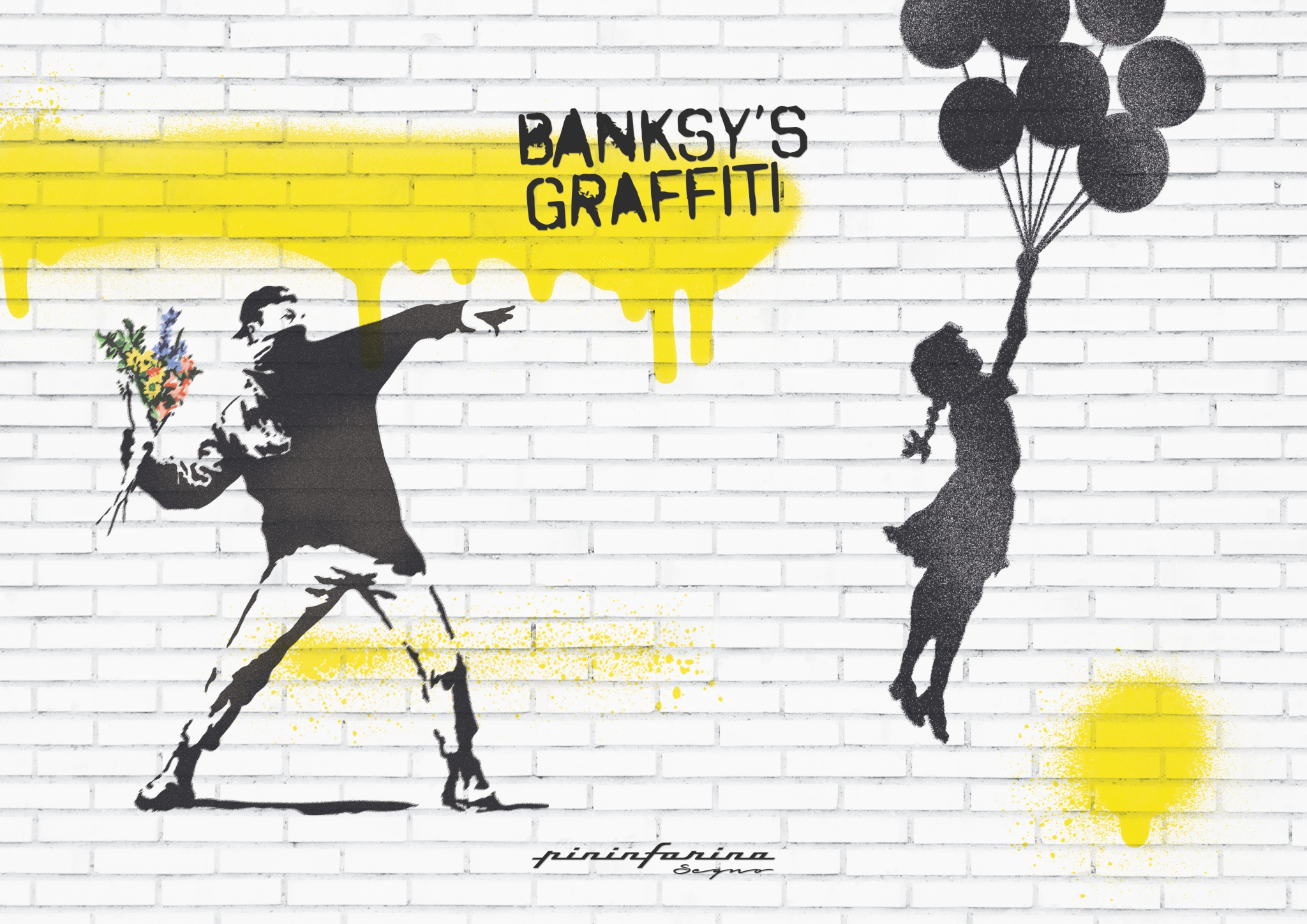 Тетрадь Pininfarina Stone Paper Banksy Метатель цветов 14х21см каменная бумага, 64 листа, линованная, желтый, каменная бумага