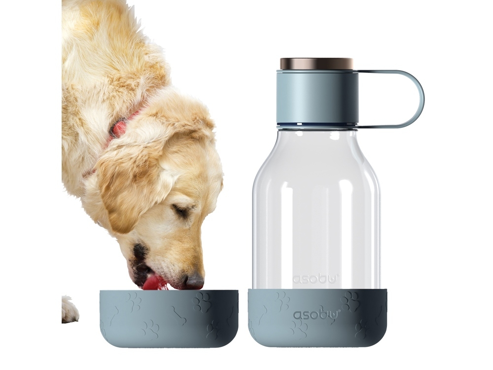 Бутылка для воды 2-в-1 «Dog Bowl Bottle» со съемной миской для питомцев, 1500 мл, голубой, пластик