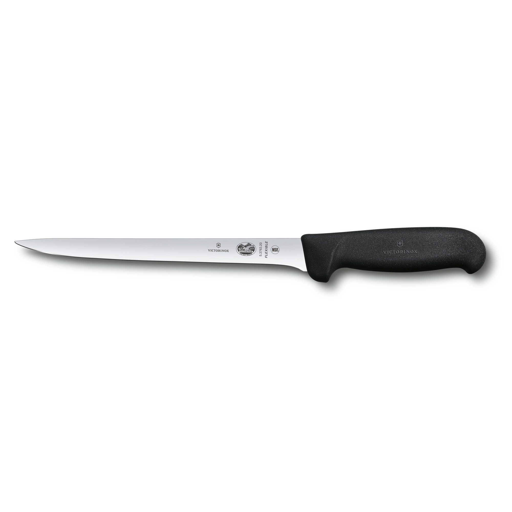 Нож филейный VICTORINOX Fibrox с гибким изогнутым лезвием 20 см, чёрный, черный, термопластический эластомер (tpe)