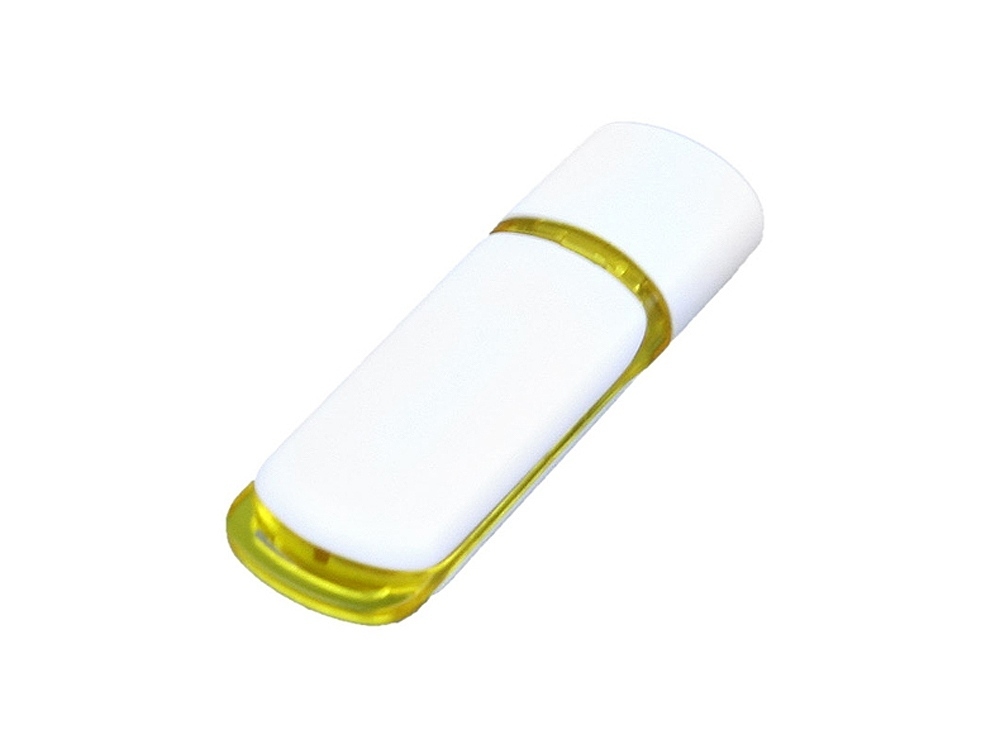 USB 3.0- флешка на 128 Гб с цветными вставками, белый, желтый, пластик