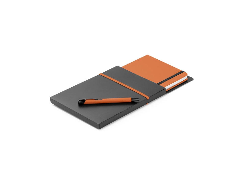 Подарочный набор «SHAW»: блокнот A5, шариковая ручка, оранжевый, кожзам
