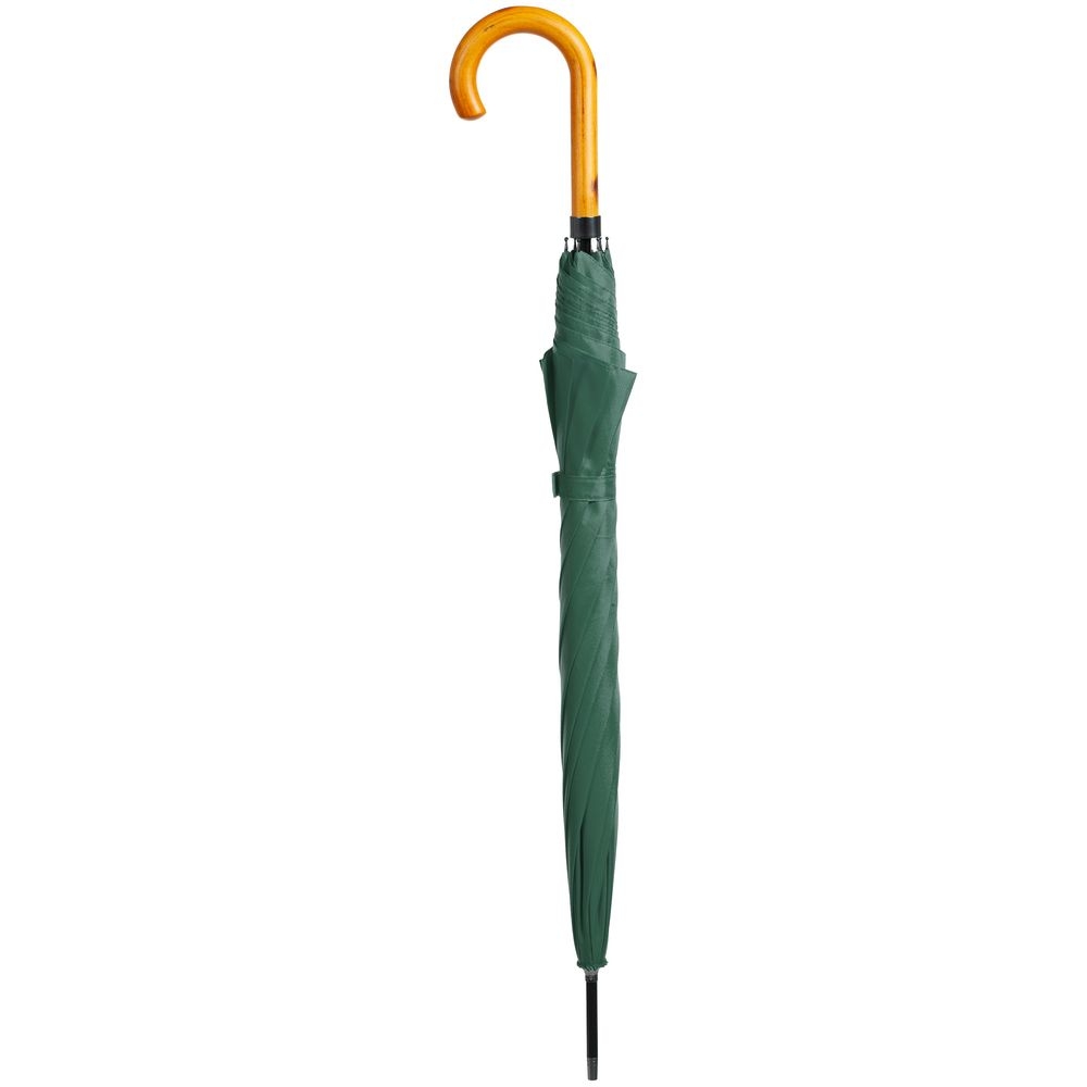 Зонт-трость LockWood, зеленый, зеленый, купол - эпонж; спицы - стеклопластик; ручка - дерево
