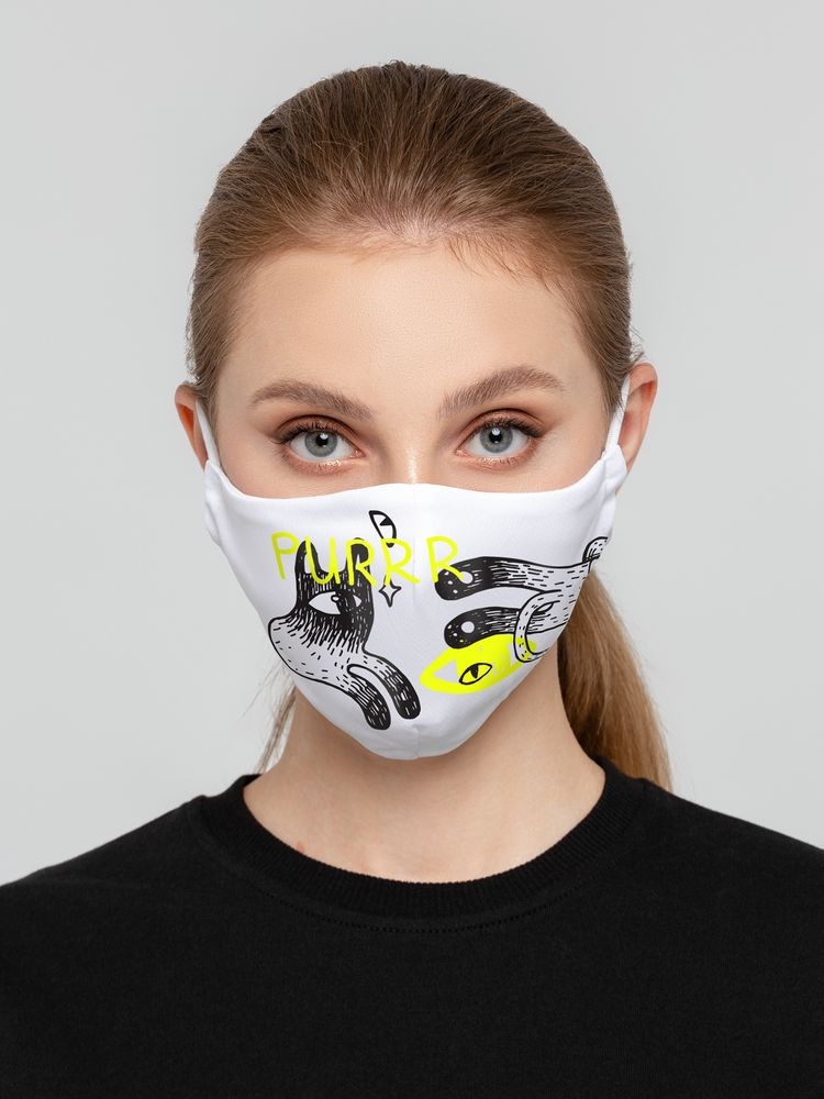 Набор масок для лица с термонаклейками Crazy World, лицевая часть - полиэстер 100%; подкладка - хлопок 100%