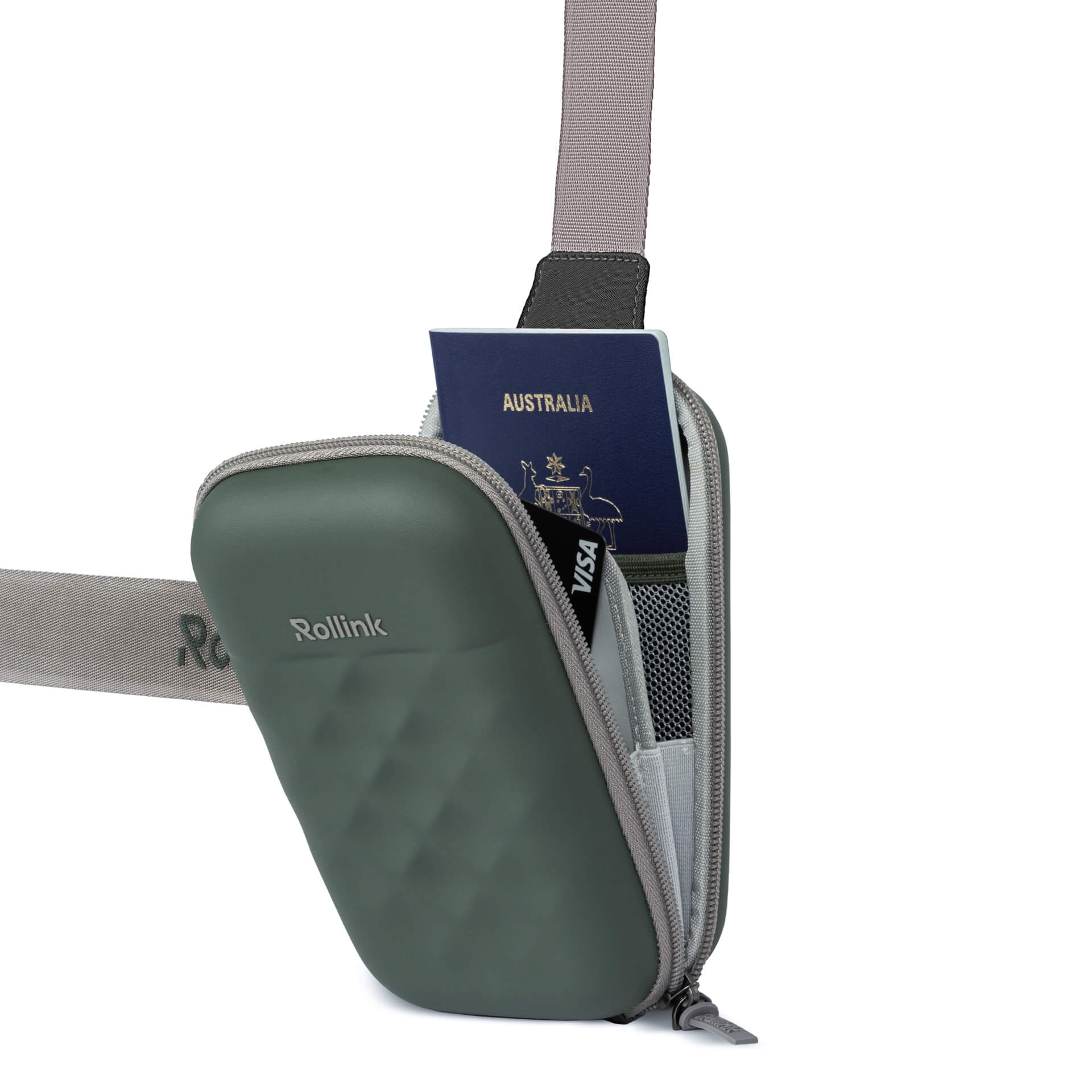 Дорожная сумочка Rollink Mini Bag Go 19,5x12x6 см, темно-зеленая, бежевый