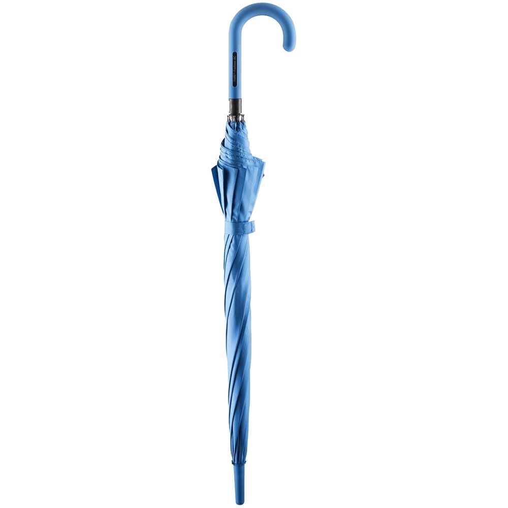 Зонт-трость Fashion, голубой, голубой, купол - эпонж; ручка - пластик, оцинкованная сталь, покрытие софт-тач; каркас - стеклопластик