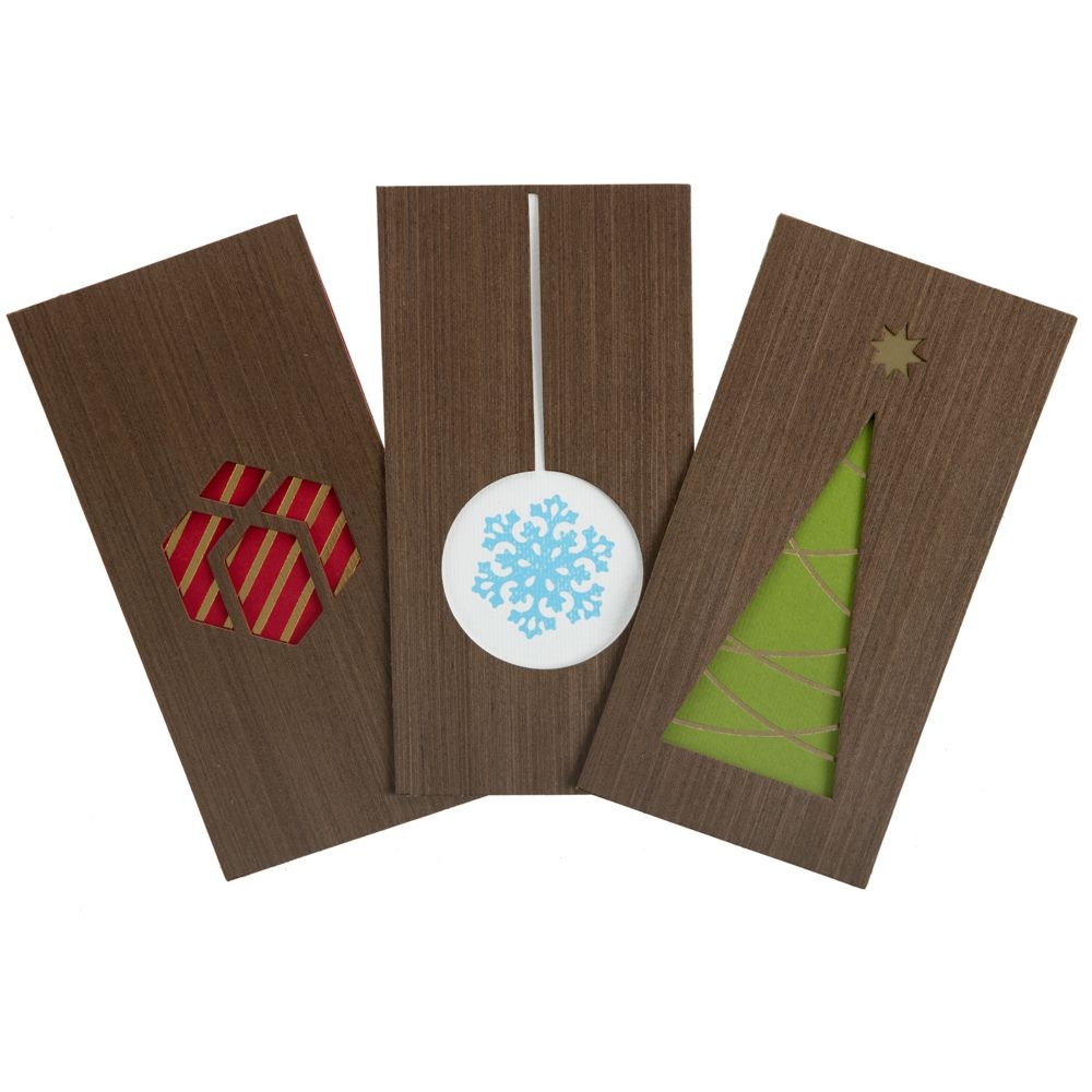 Открытка Season's Greetings, с елочкой, дерево, шпон венге; бумага, дизайнерская