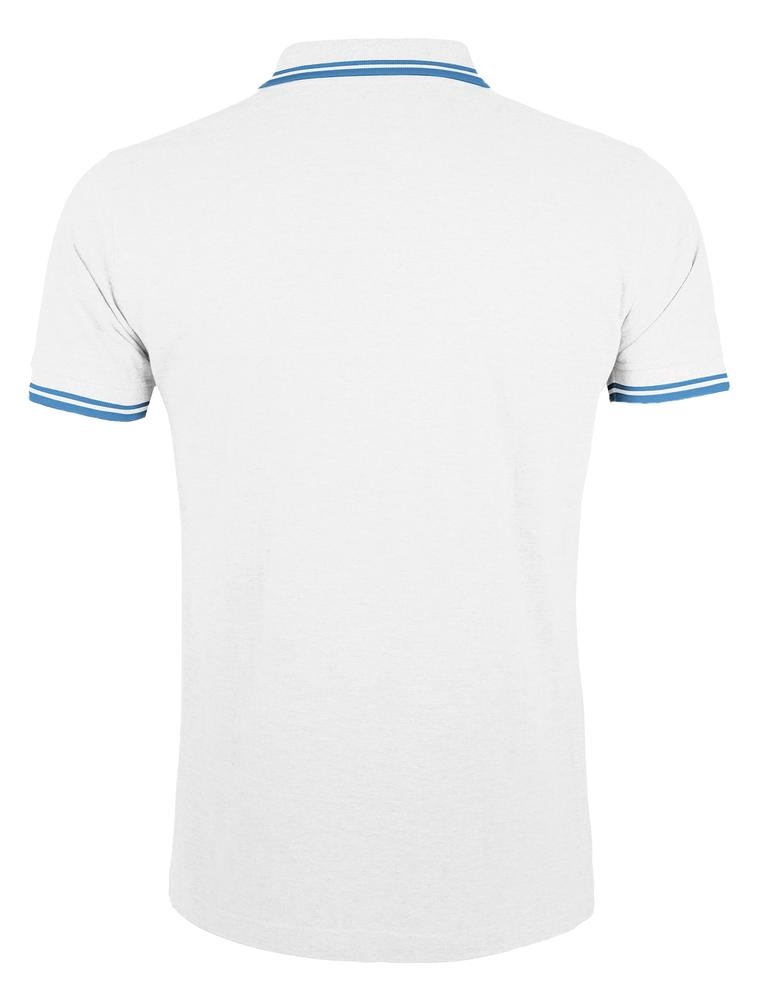 Рубашка поло мужская Pasadena Men 200 с контрастной отделкой, белая с голубым, белый, голубой, хлопок