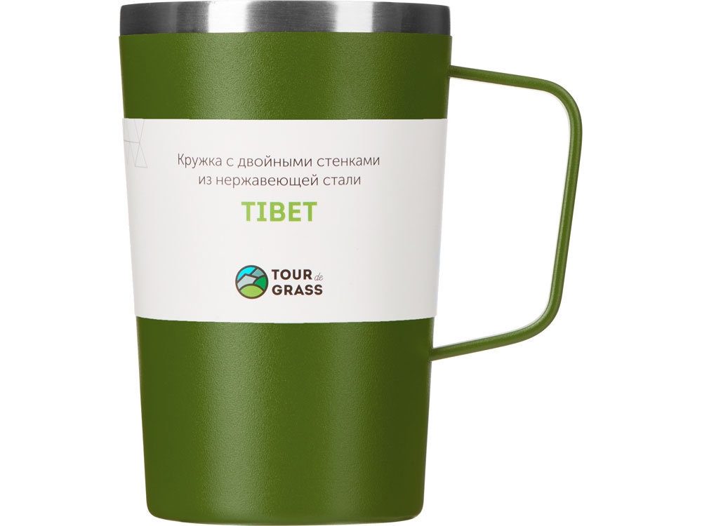 Стальная кружка с двойными стенками и порошковым покрытием «Tibet», зеленый, металл