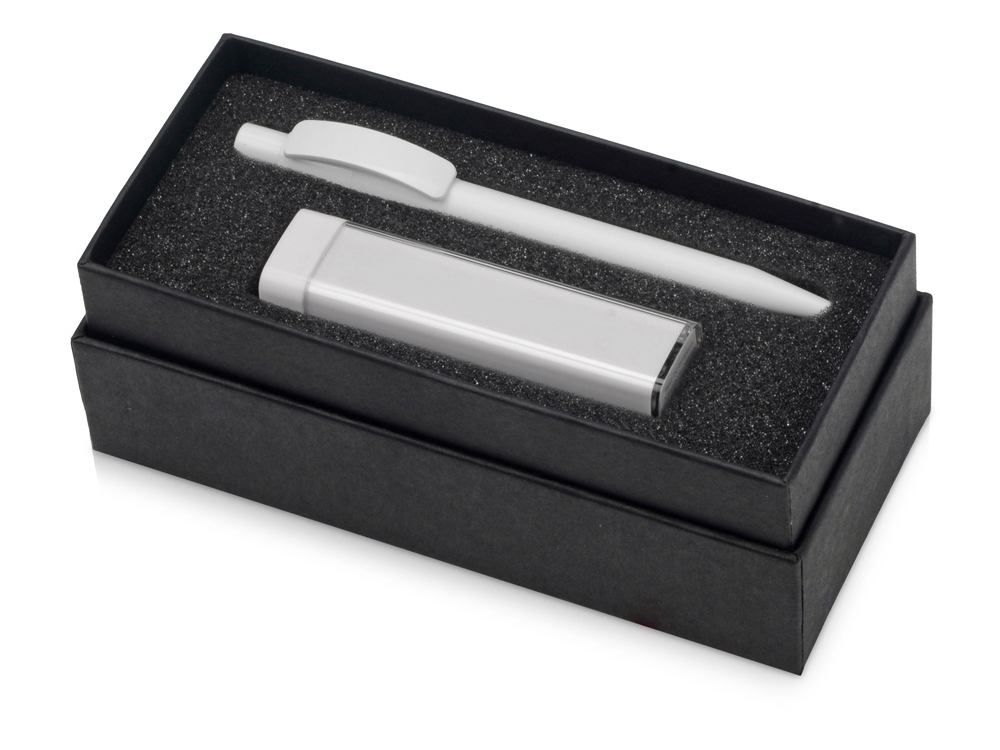 Подарочный набор White top с ручкой и зарядным устройством, белый, пластик