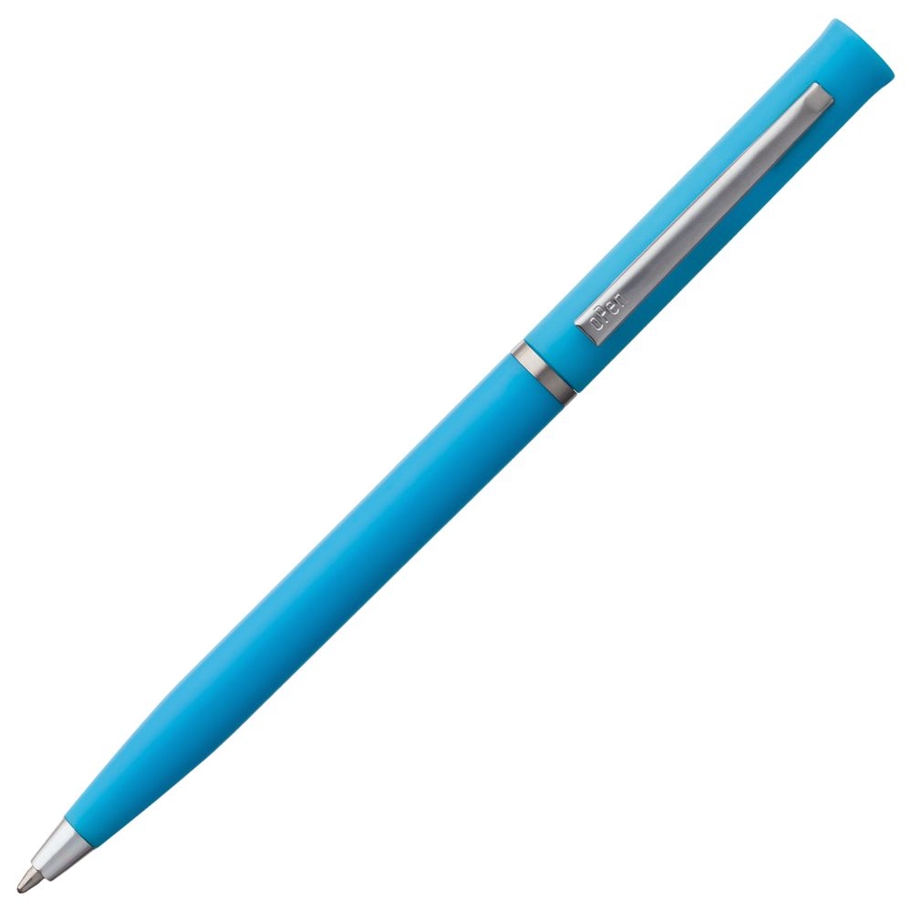Ручка шариковая Euro Chrome, голубая, голубой, пластик; металл