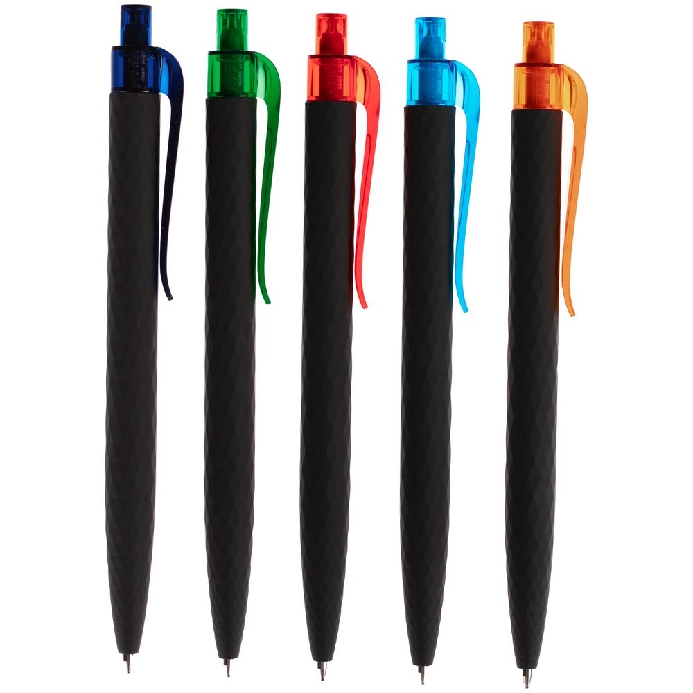 Ручка шариковая Prodir QS01 PRT-P Soft Touch, черная с голубым, черный, голубой, пластик; покрытие софт-тач