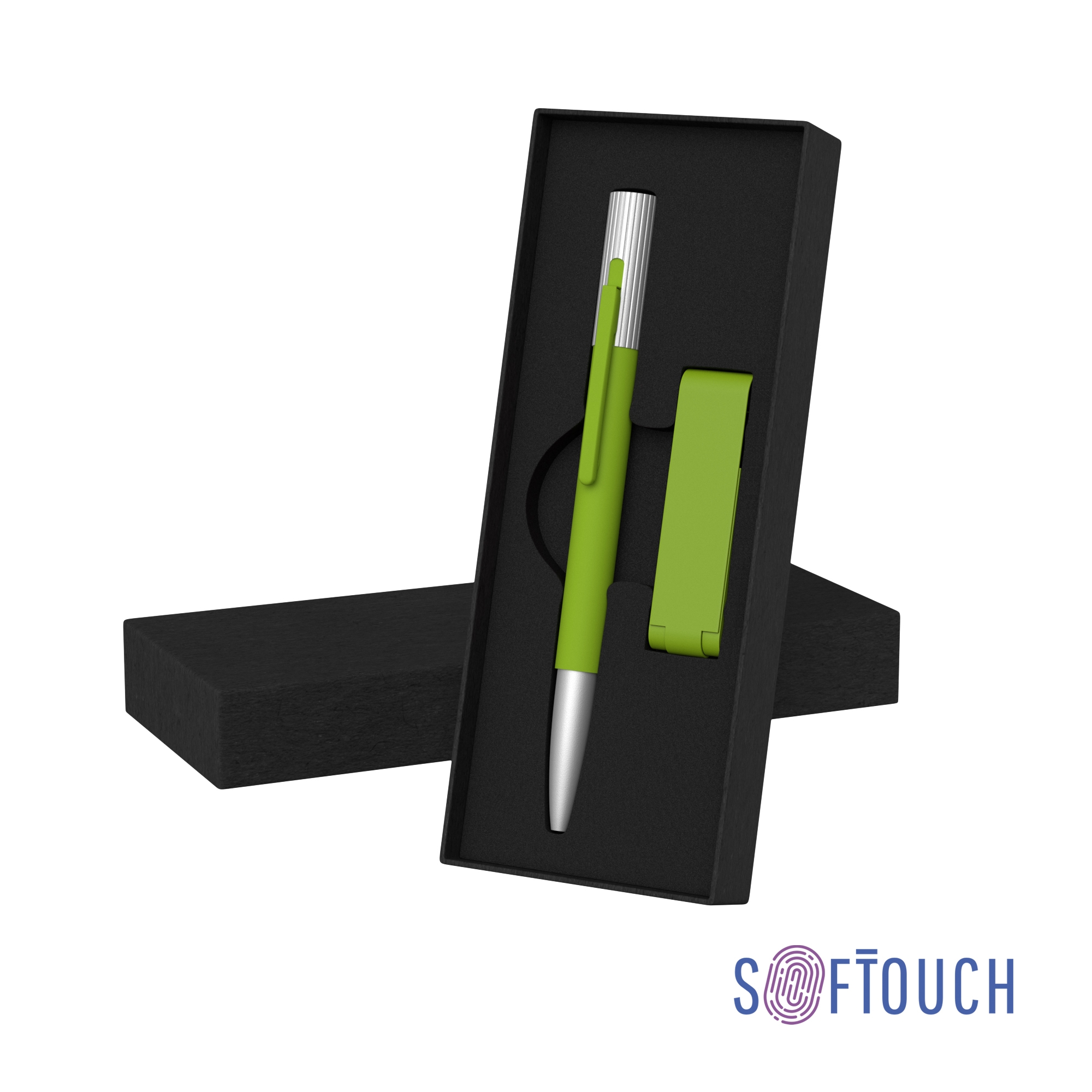 Набор ручка "Clas" + флеш-карта "Case" 8 Гб в футляре, покрытие soft touch, зеленый, металл/пластик/soft touch
