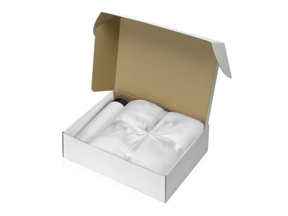 Подарочный набор «Dreamy hygge» с пледом и термокружкой, белый, полиэстер, флис