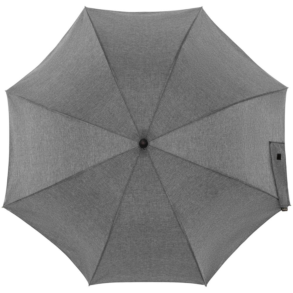 Зонт-трость rainVestment, светло-серый меланж, серый, купол - эпонж, покрытие софт-тач; спицы - стеклопластик, 280t; ручка - пластик