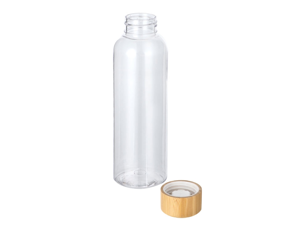 Бутылка из переработанного пластика rPET «Kato Bamboo» с бамбуковой крышкой, 500 мл, прозрачный, пластик