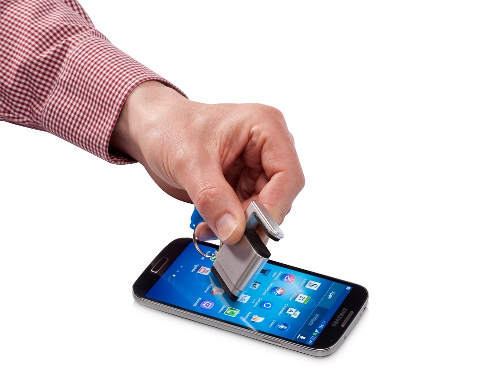 Подставка-брелок для мобильного телефона «GoGo», серебристый, пластик