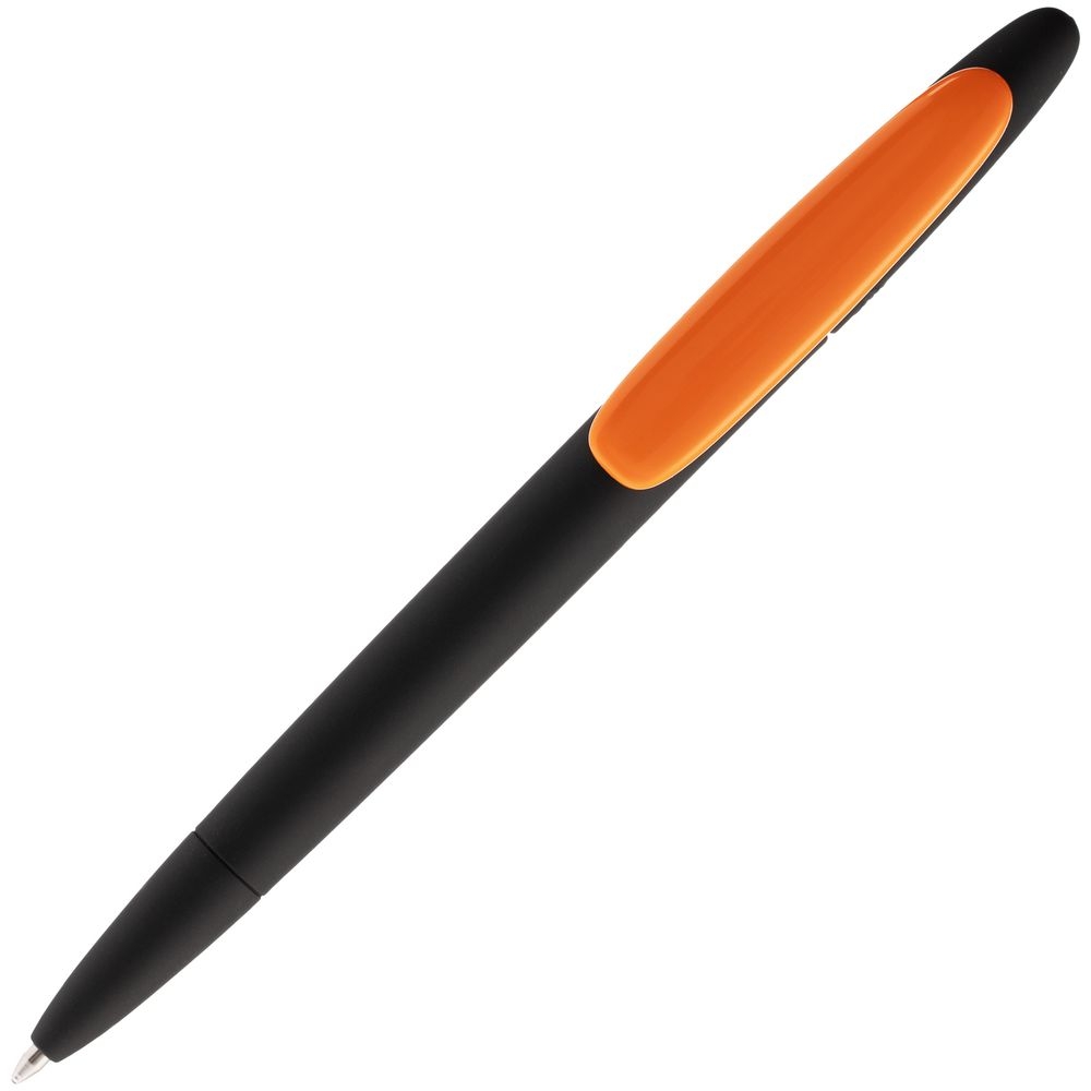 Ручка шариковая Prodir DS5 TRR-P Soft Touch, черная с оранжевым, черный, оранжевый, пластик; покрытие софт-тач