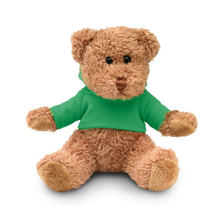 Медведь плюшевый в футболке, зеленый, бархат