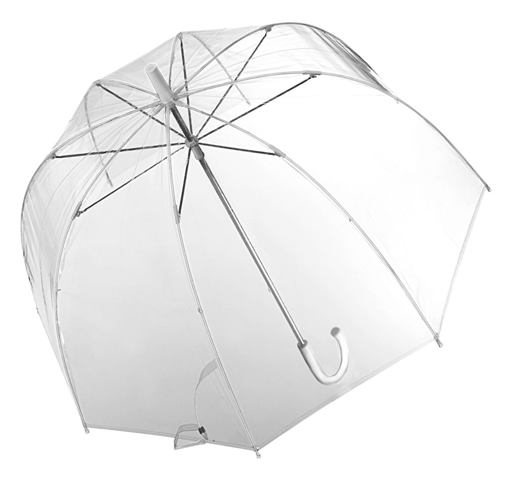 Прозрачный зонт-трость Clear, прозрачный, купол - пвх; ручка - пластик; спицы - стеклопластик