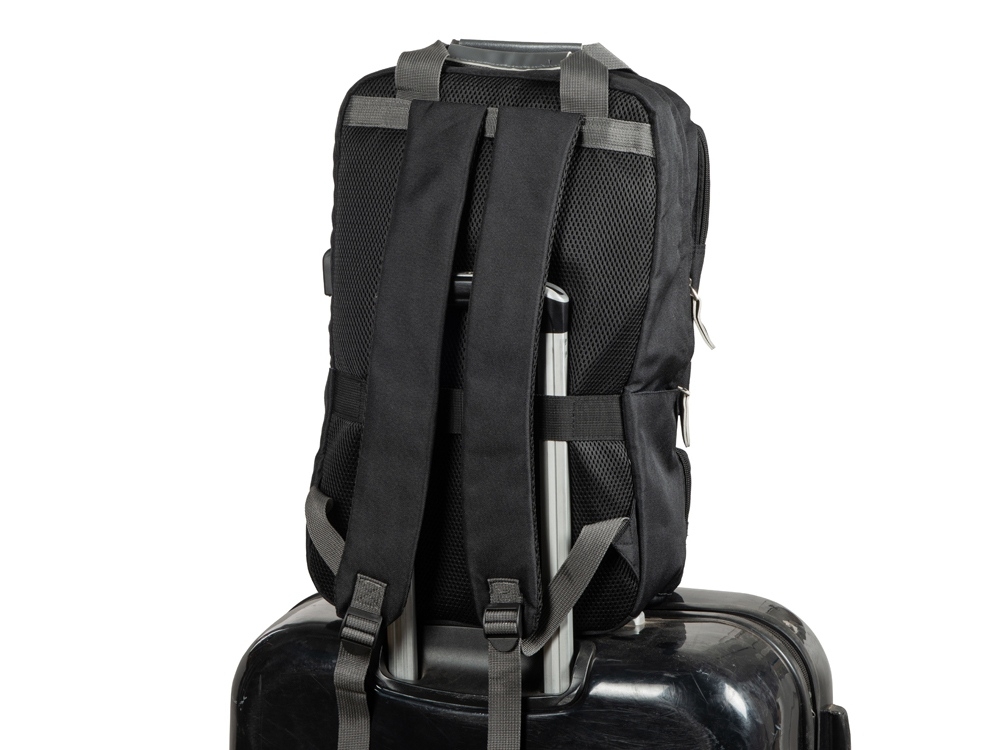Рюкзак «Fabio» для ноутбука 15.6”, черный, серый, полиэстер, пластик